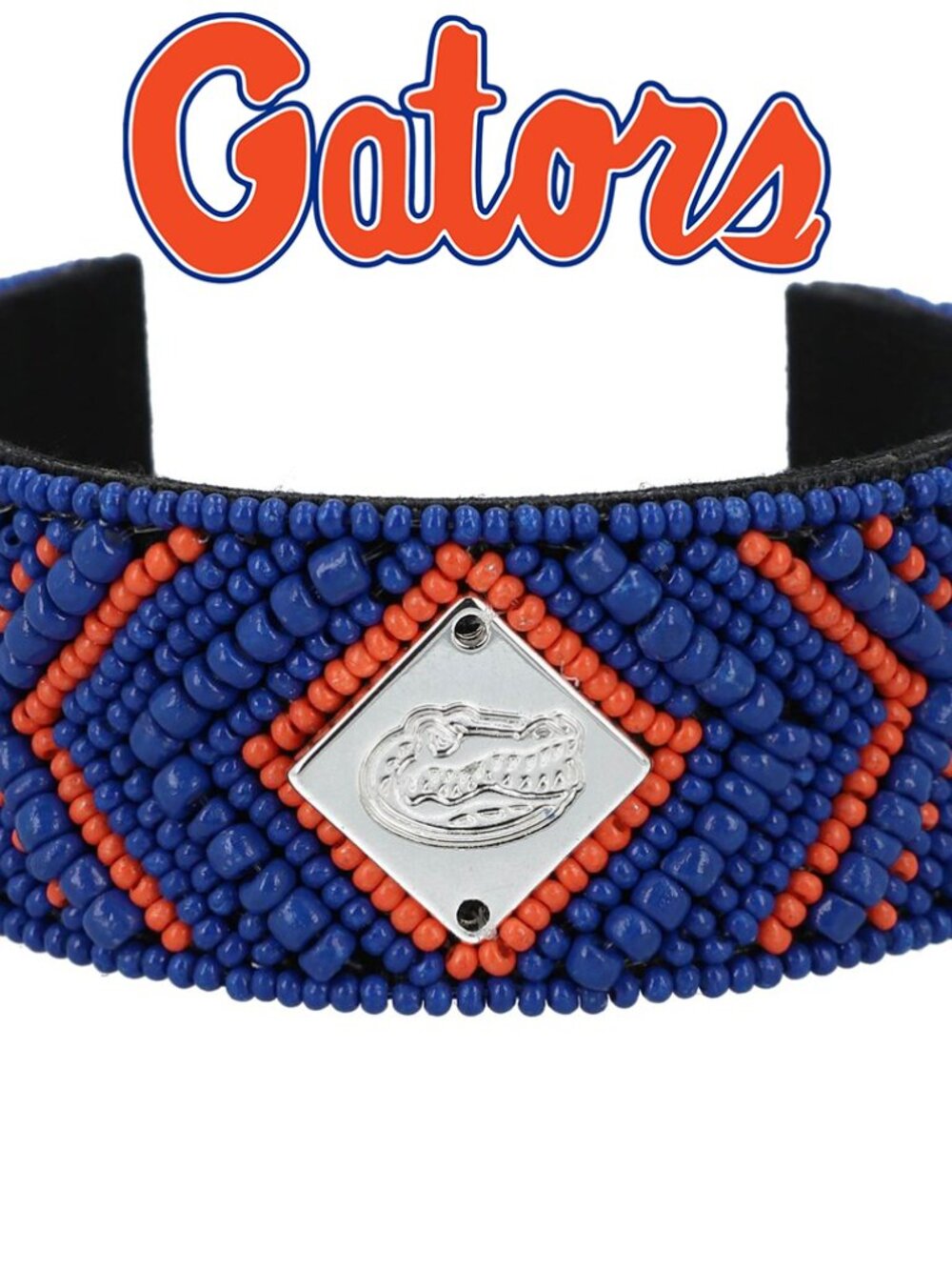 University of Florida Gators Cuff Bracelet NEW Hand Beaded Blue Orange Silver